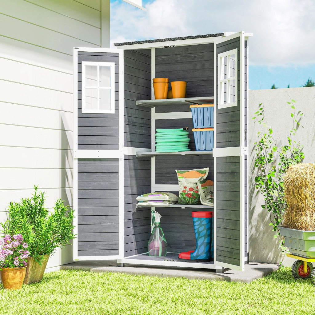 Casetta Attrezzi da Giardino con 2 Finestre ¨C Xylo ¨C Legno di Abete Grigio Chiaro 91x69x192cm