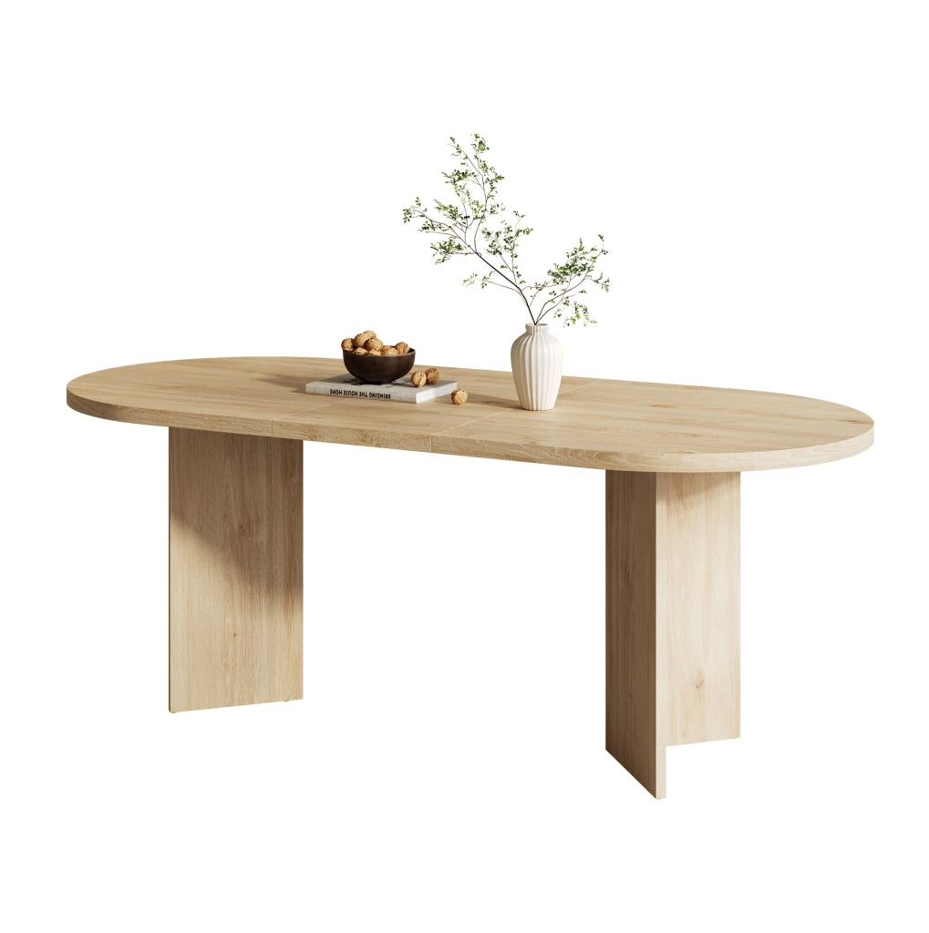 Tavolo da pranzo 200x90x75 cm per 6-8 persone con angoli arrotondati in MDF rovere