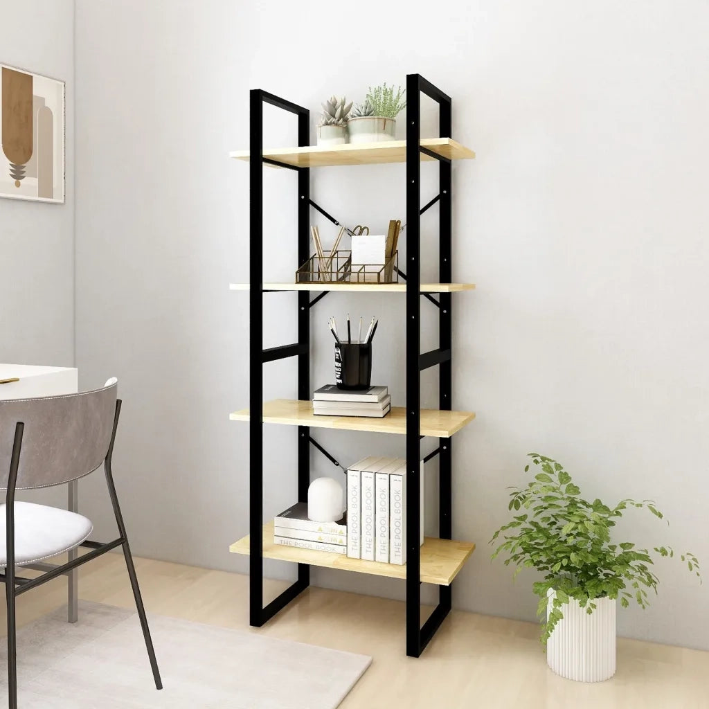 Libreria a 4 Ripiani-Scaffale per Libri-Mobile di Stoccaggio 60x30x140 cm in Legno Massello di Pino
