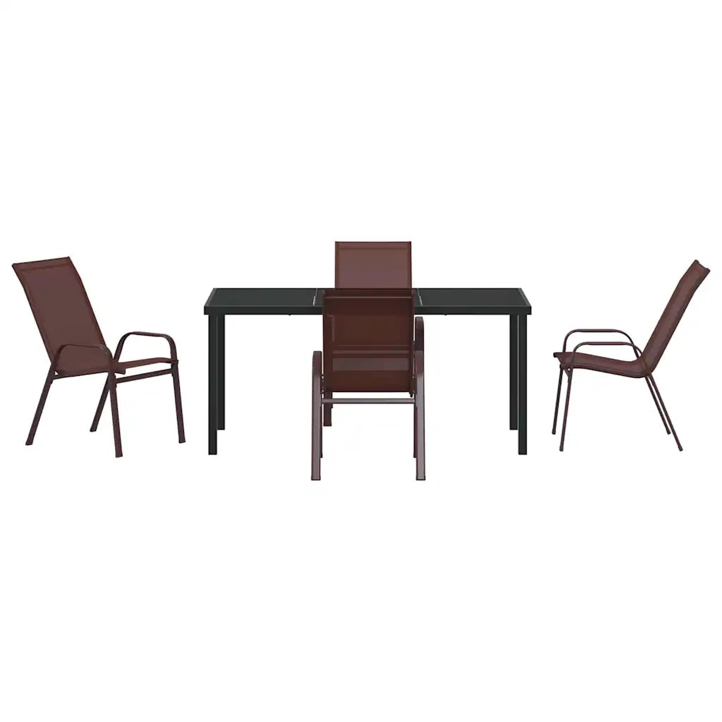 Set da Pranzo per Giardino 5 pz | Set Salotto da Giardino Marrone e Nero