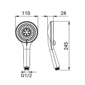 Doccia cromata e bianca a 5 getti - Serie Orion