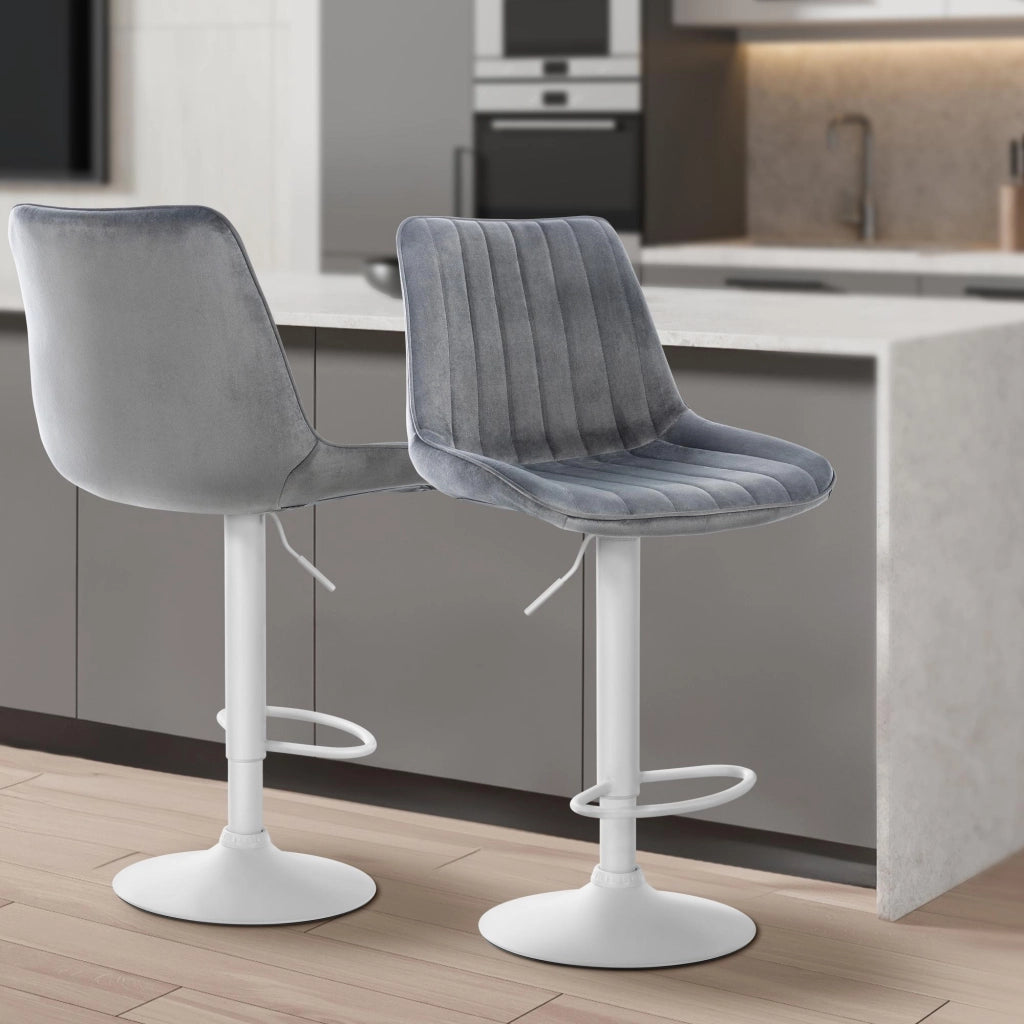 2er Set Barhocker Toni Samt weiЯ