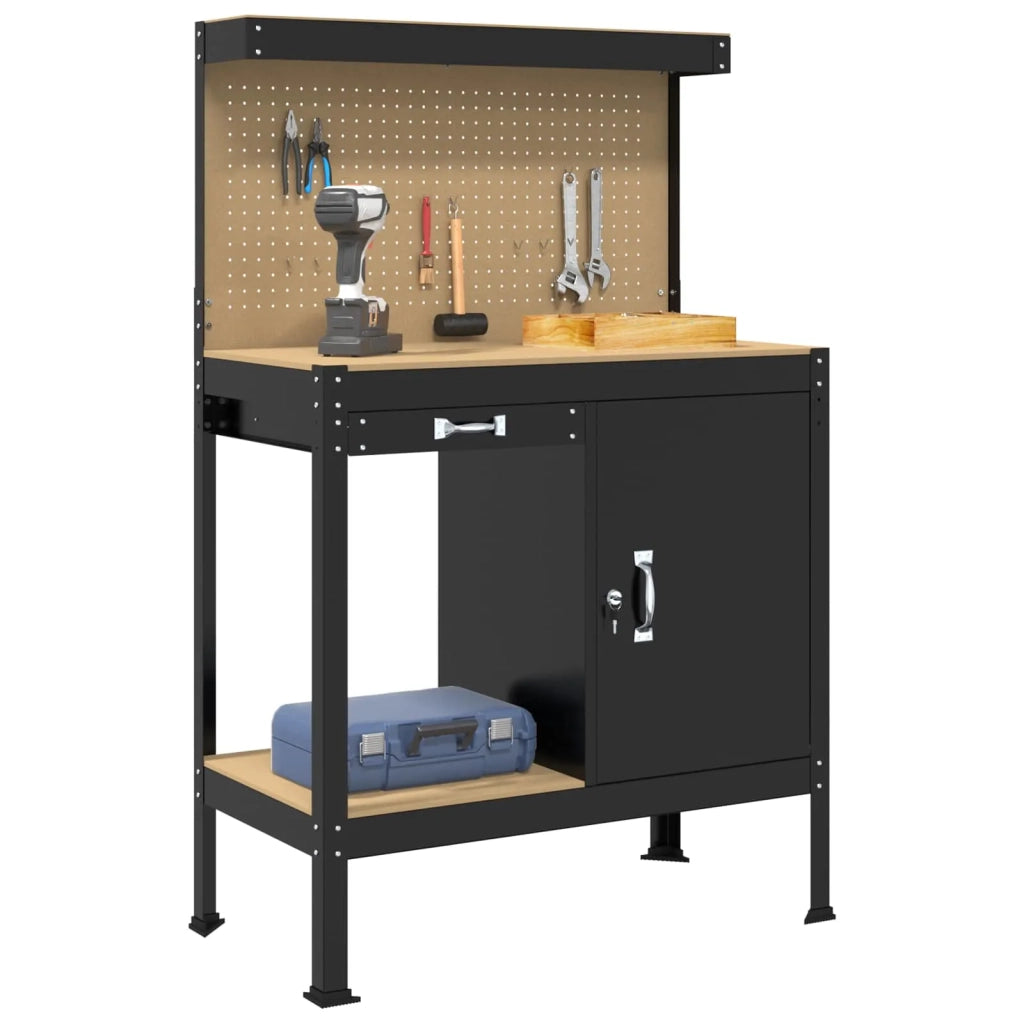 Banco da lavoro con cassetto con blocco Nero 90 x 49 x 141 cm