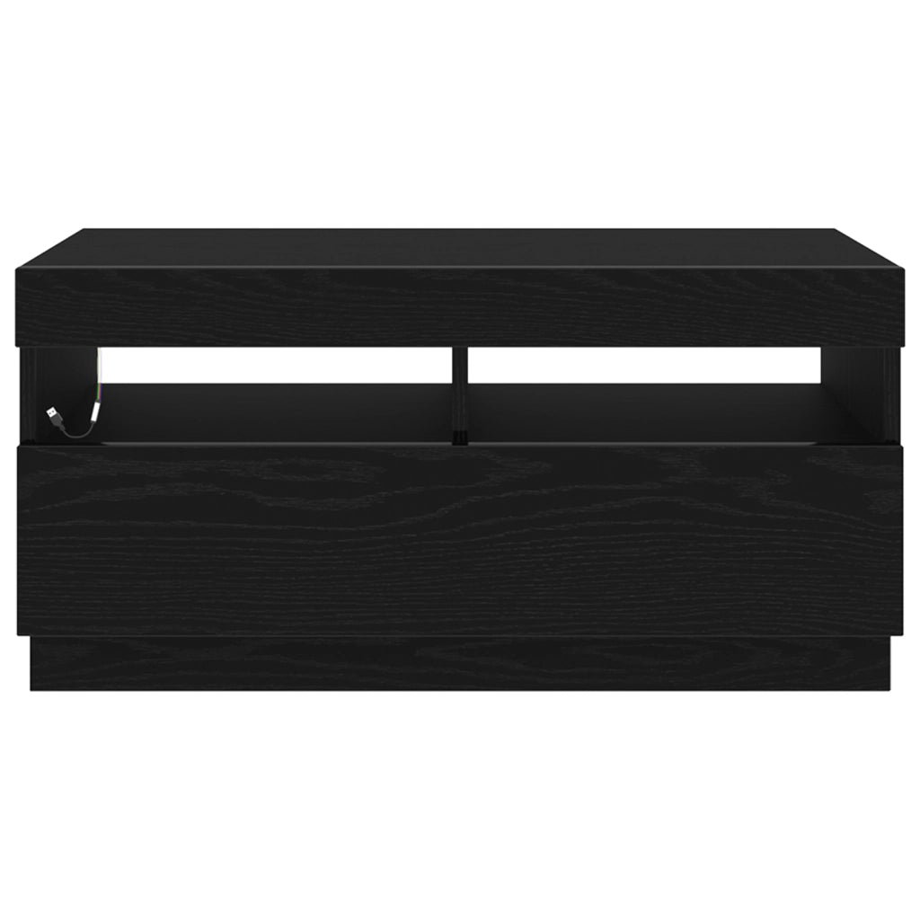 Mobile TV  con luci LED Nero Rovere 80x35x40 cm in legno ingegnerizzato