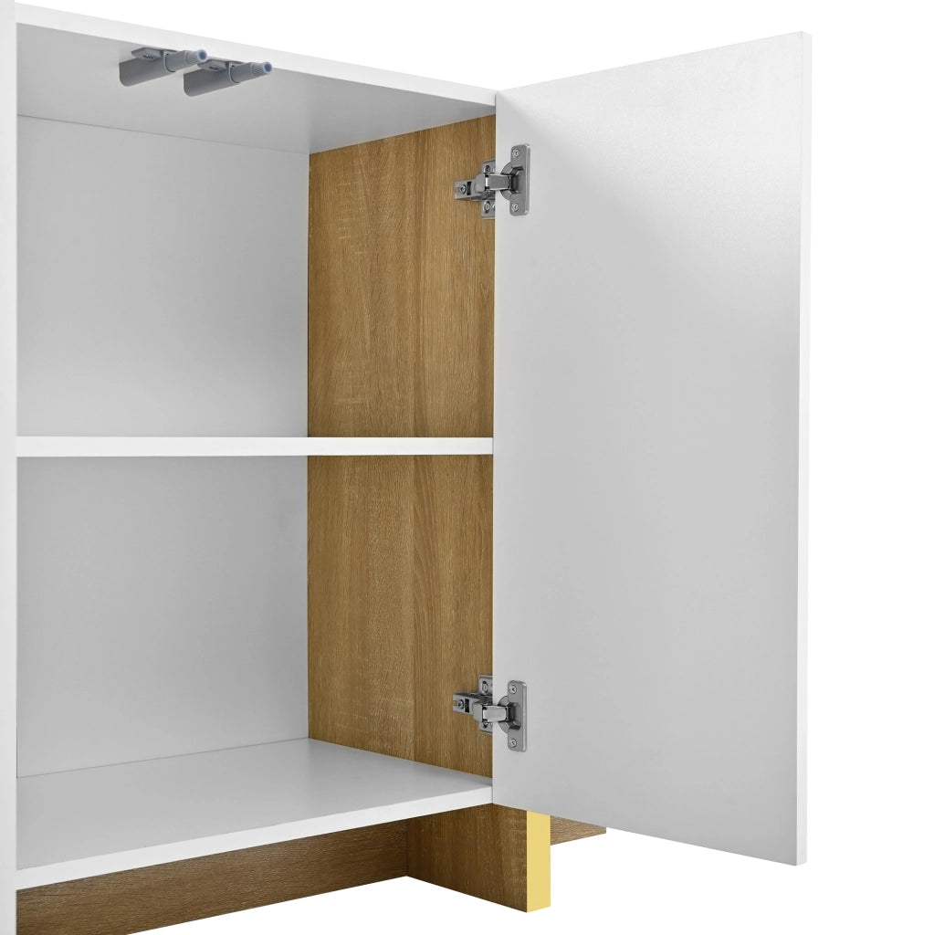 Combinazione mobile TV con sideboard a effetto riga 190 cm; bianco in MDF e PB