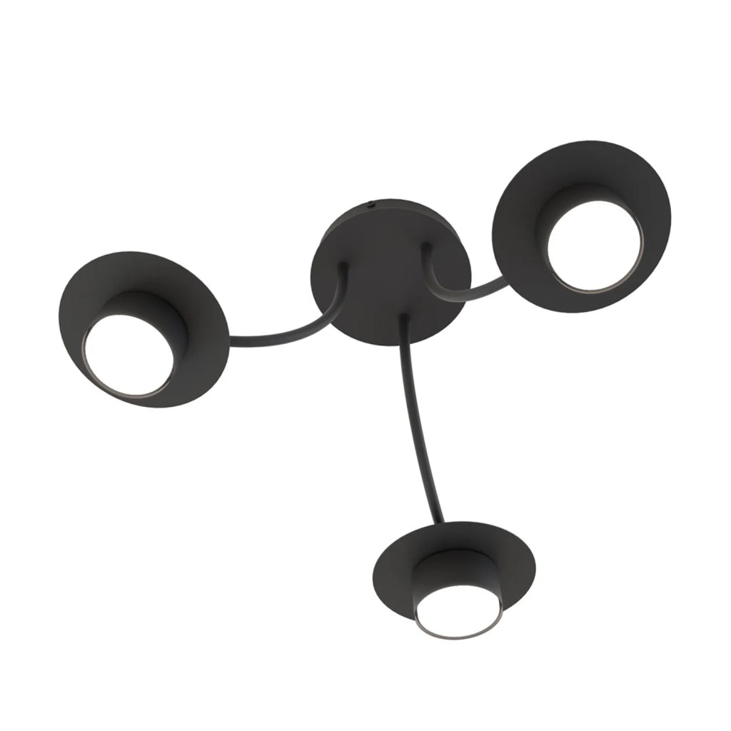 Plafoniera Moderna Giunone Acciaio Nero 3 Luci Gx53 Ip20
