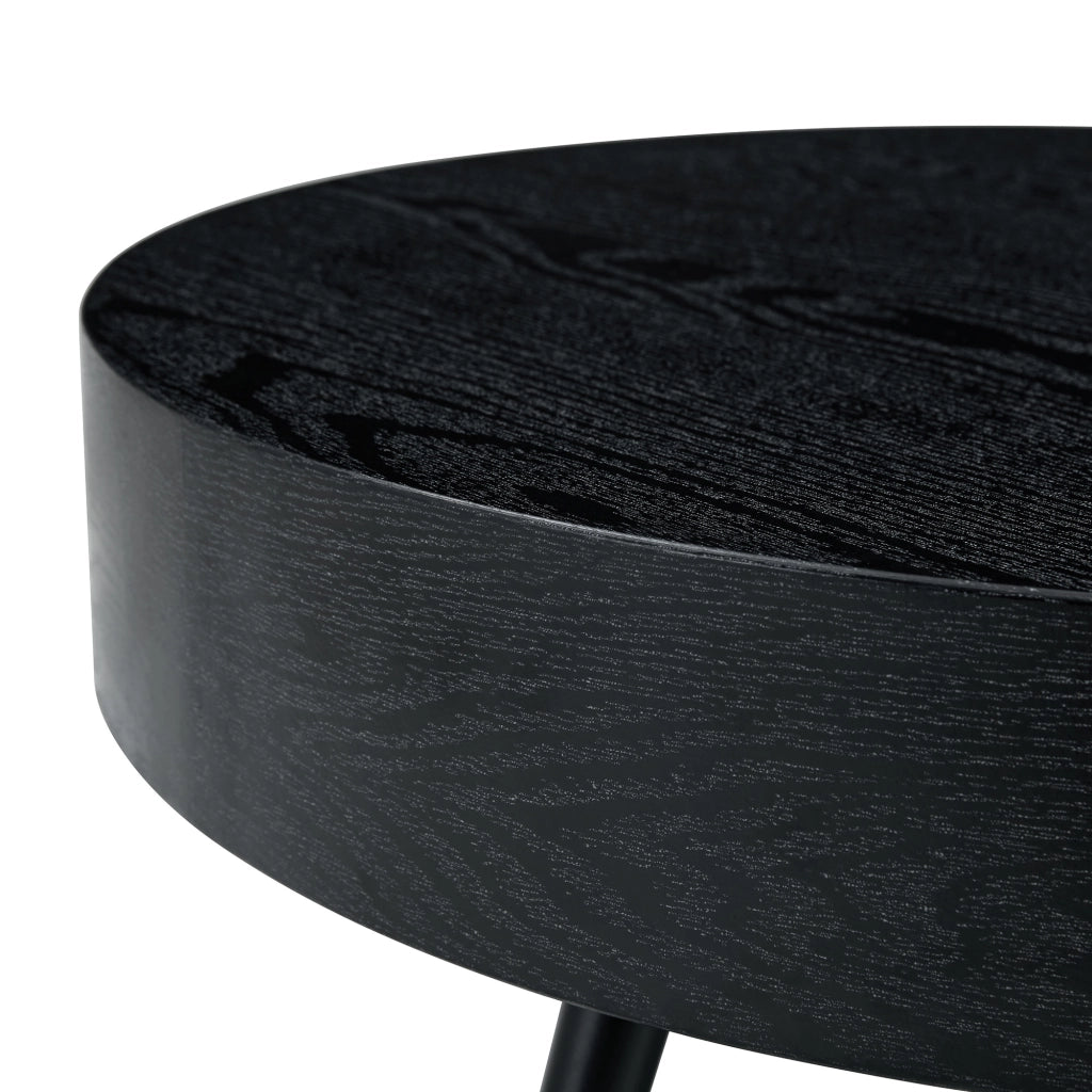 TAVOLINO da caffè rotondo Ø 70 cm MDF effetto legno nero e metallo nero