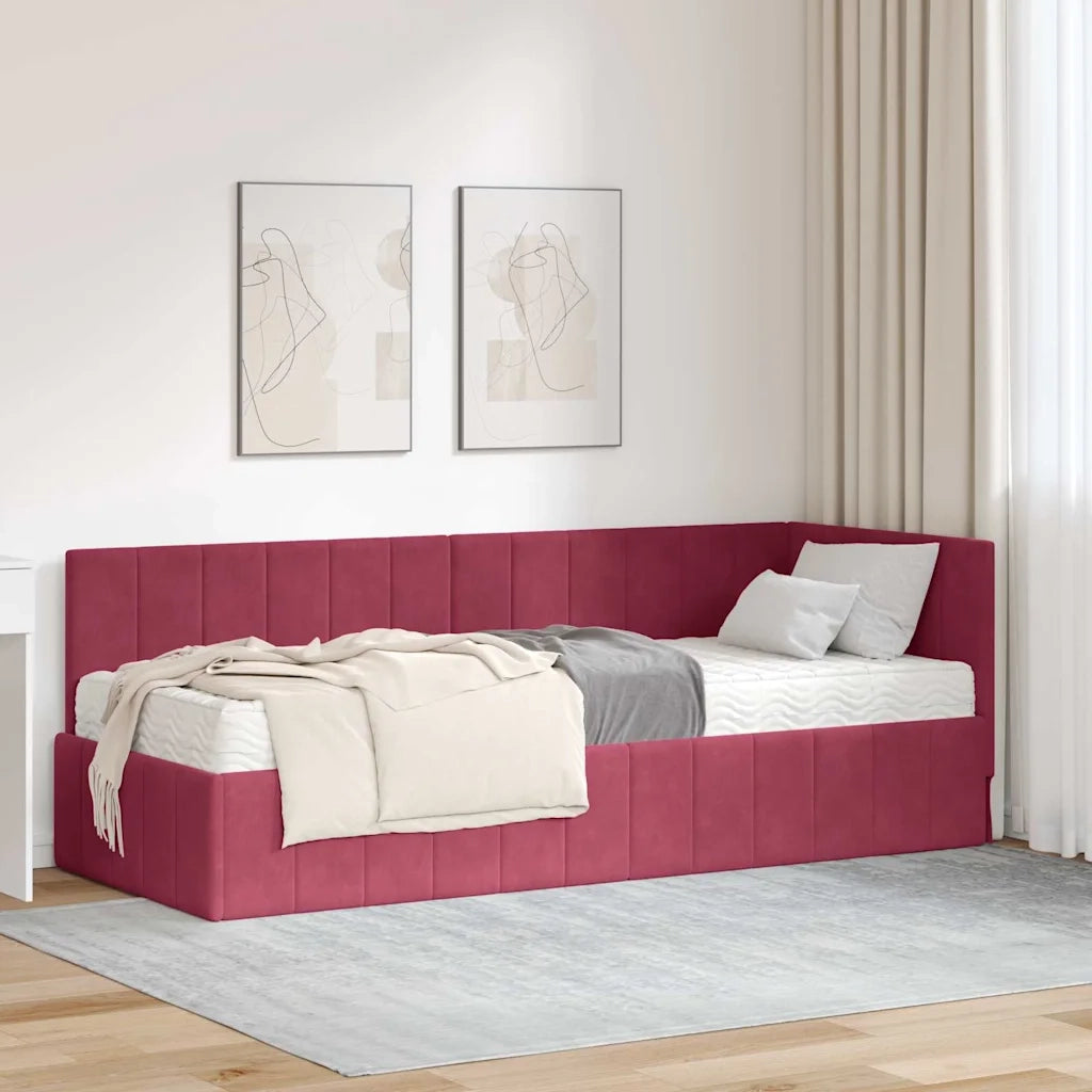 Struttura Letto Angolare con Materasso 2 pcs Verde Velluto