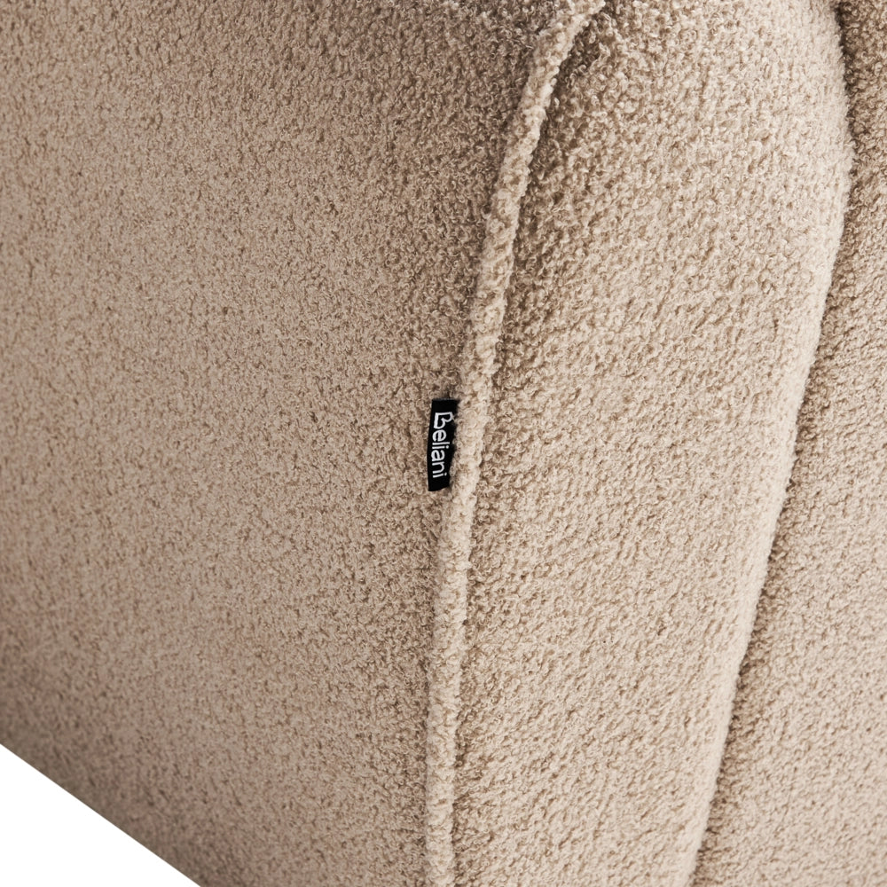Poltrona Moderna da Soggiorno con Rivestimento in Tessuto Bouclé Marrone Chiaro Schienale Imbottito e Cuscino Spesso
