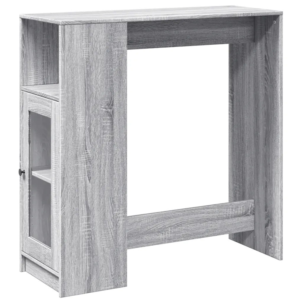 Tavolo Bar con Rastrelliera Grigio 101x40x103,5 cm Multistrato 854369