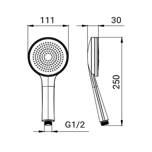 Doccino cromato e grigio a 1 getto con diffusore smontabile - Serie Eris