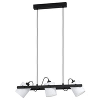 Lampadario A Sospensione Vintage Hornwood 1 Acciaio Nero Legno 3 Luci E27