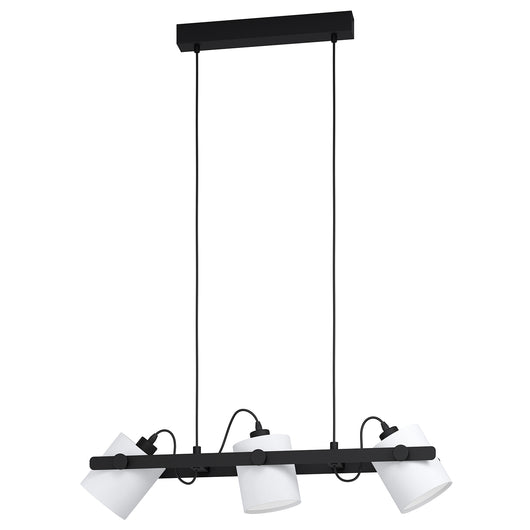 Lampadario A Sospensione Vintage Hornwood 1 Acciaio Nero Legno 3 Luci E27