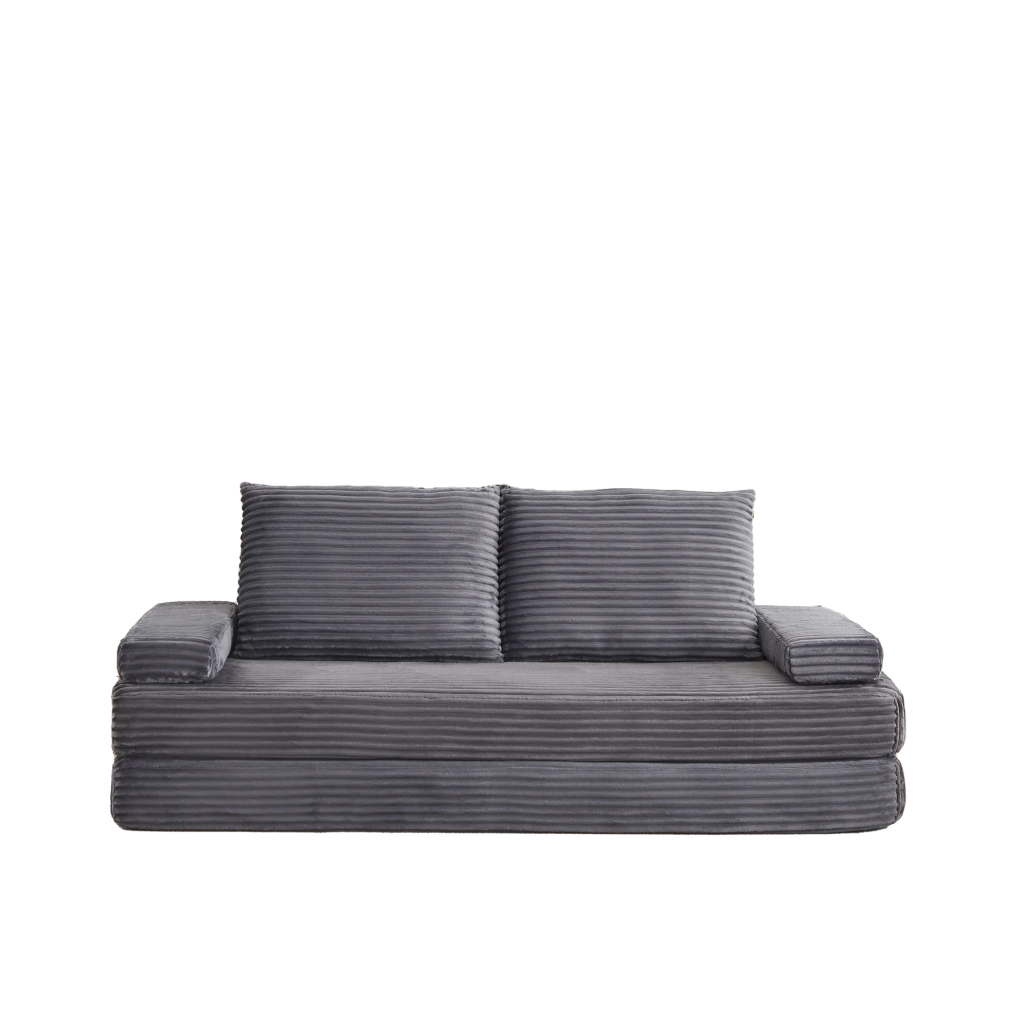 Divano modulare ULEVR 211,5 cm in velluto a coste grigio con schienali e braccioli mobili