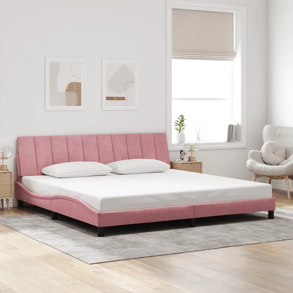 Giroletto con LED senza Materasso Hanko Rosa 200x200 cm in Velluto 3213804