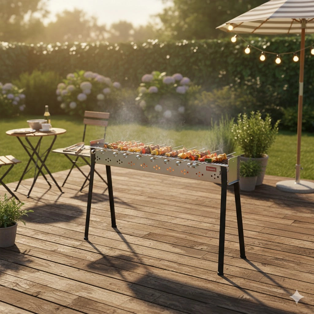 BARBECUE CARBONELLA CUOCISPIEDINI INOX FERRABOLI - CM 115X14 H.CM 78