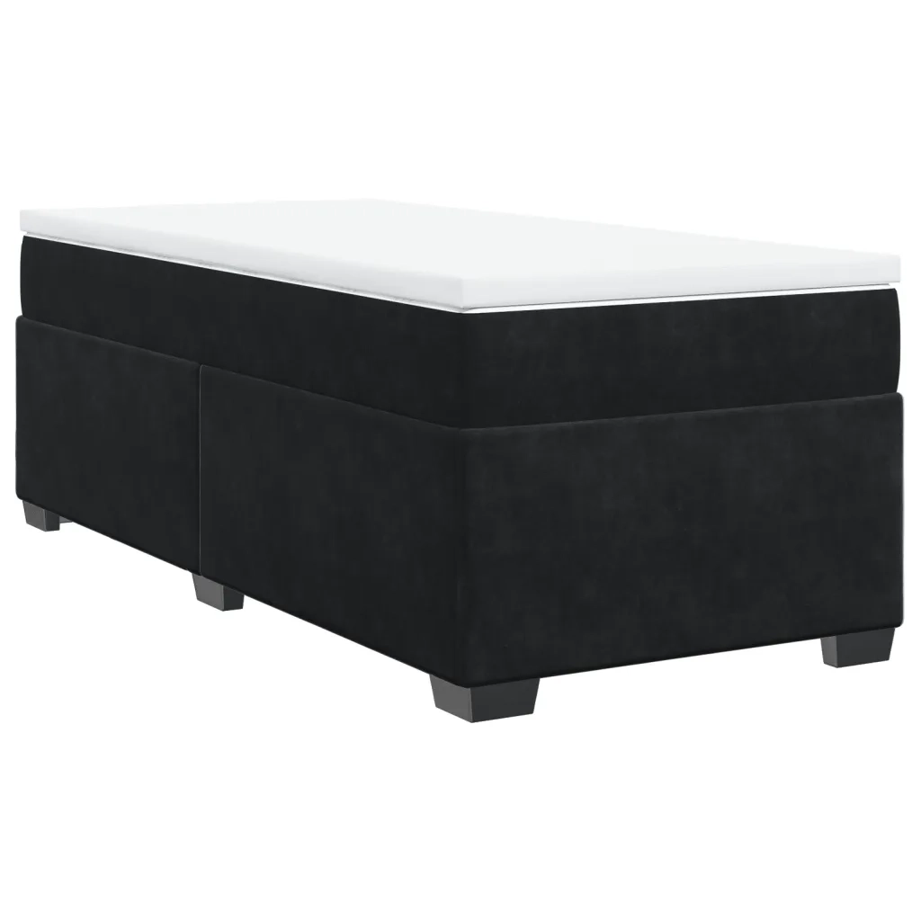 Giroletto a Molle con Materasso Nero 100x200 cm in Velluto