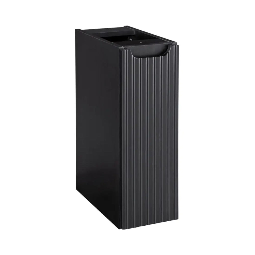 Set da bagno sospeso VANO in rovere chiaro e nero 120cm: mobile sotto lavabo con cassetti e armadietti + piano per lavabo