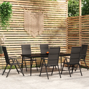 Set Mobili da Pranzo per Giardino 7 pz Nero cod mxl 48784
