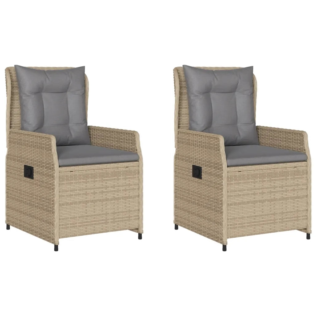 Sedie da Giardino Reclinabili 2 pz | Sedie da Esterno Beige Polyrattan