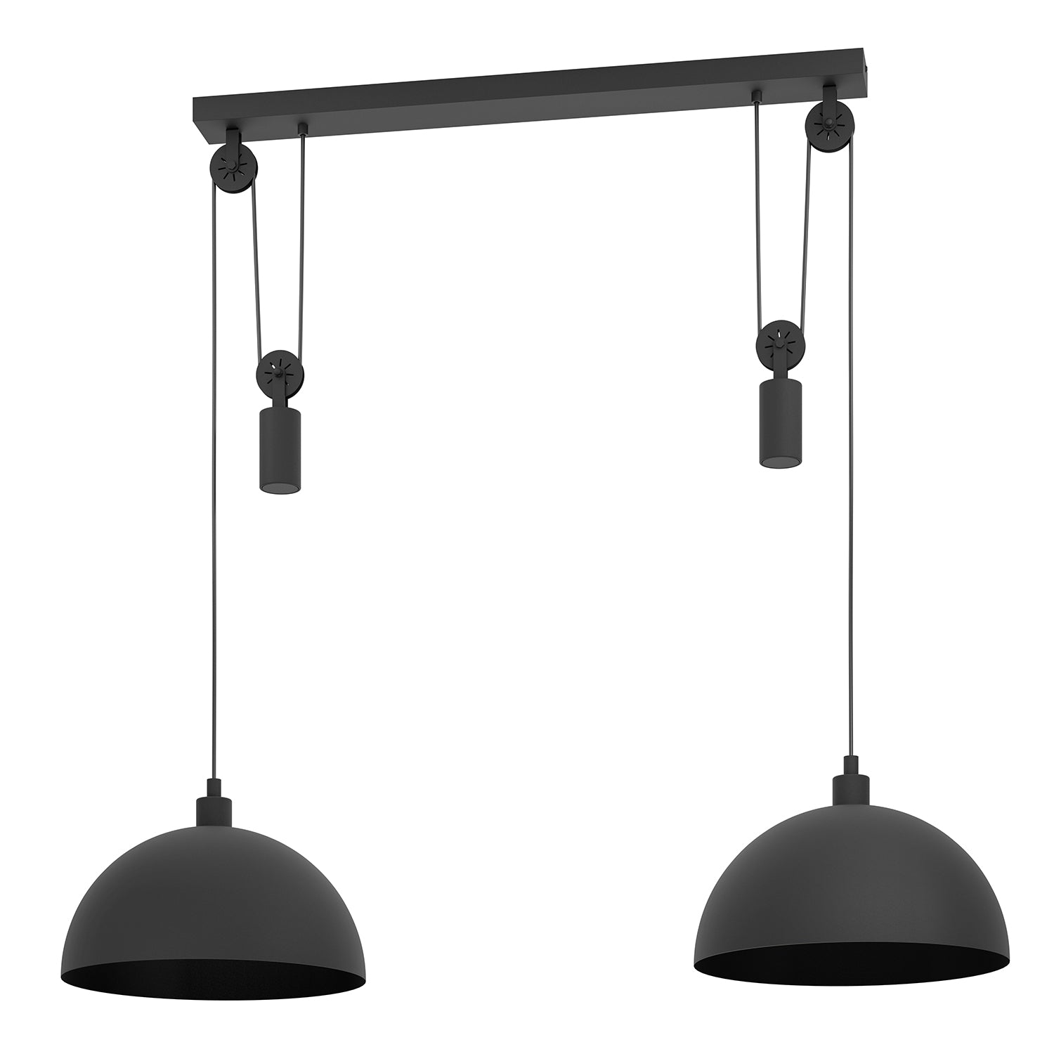 Lampadario A Sospensione Vintage Winkworth 1 Acciaio Nero 2 Luci E27