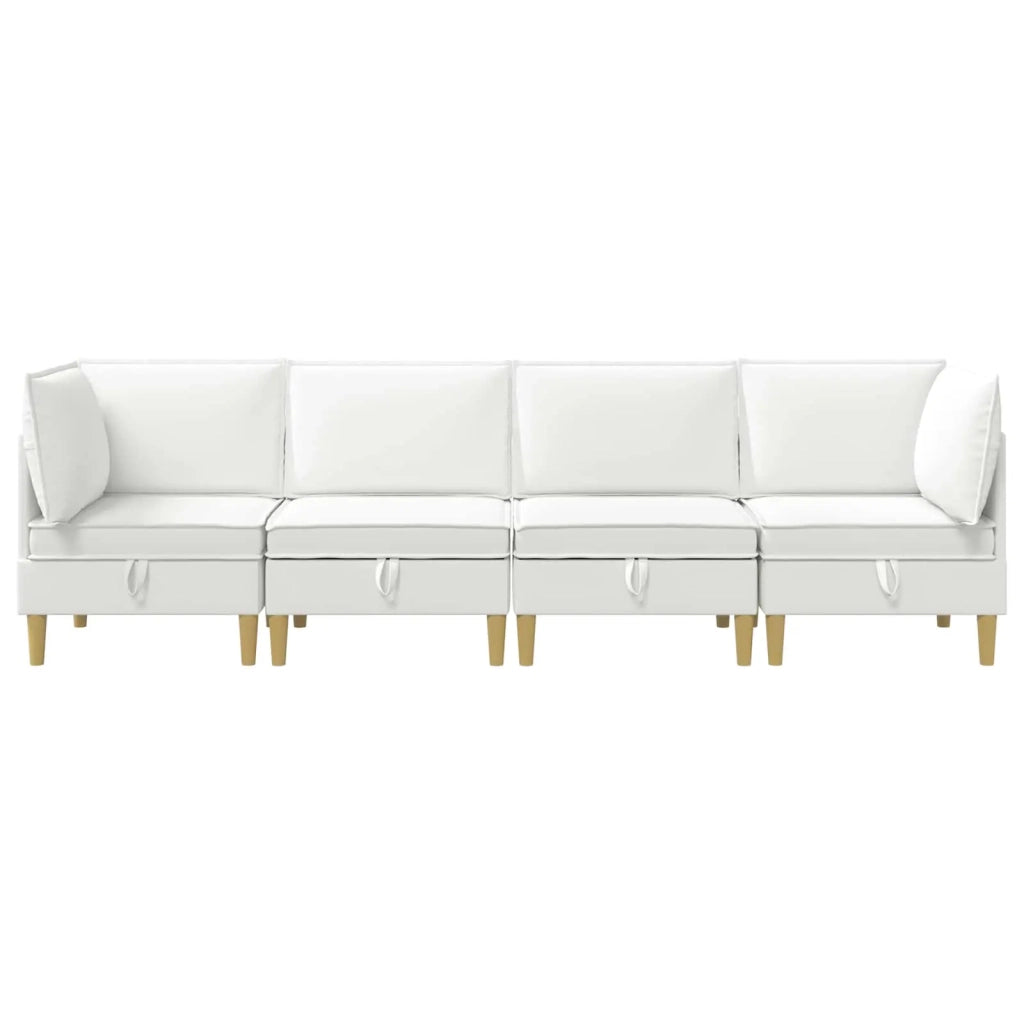 Set di divani modulari con spazio di archiviazione 4 pcs Bianco