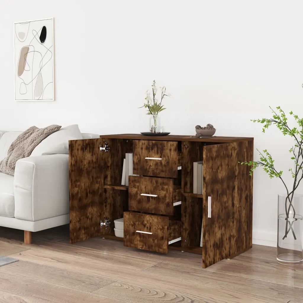 Credenza Rovere Fumo 91x29,5x65 cm in Legno Multistrato 823347
