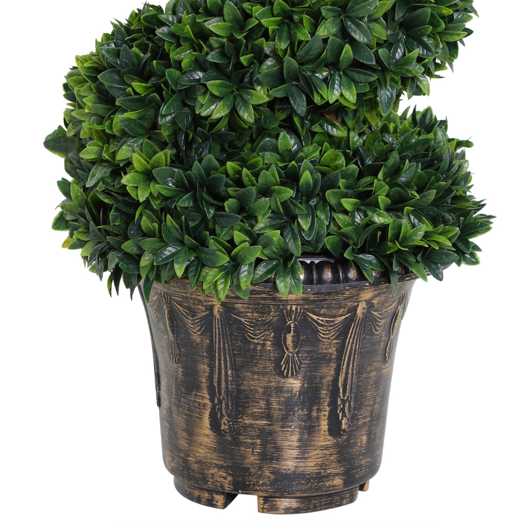 Set 2 Piante Artificiali Bosso a Spirale con Vaso ¨C Zephmum ¨C Verde ?32x120 cm