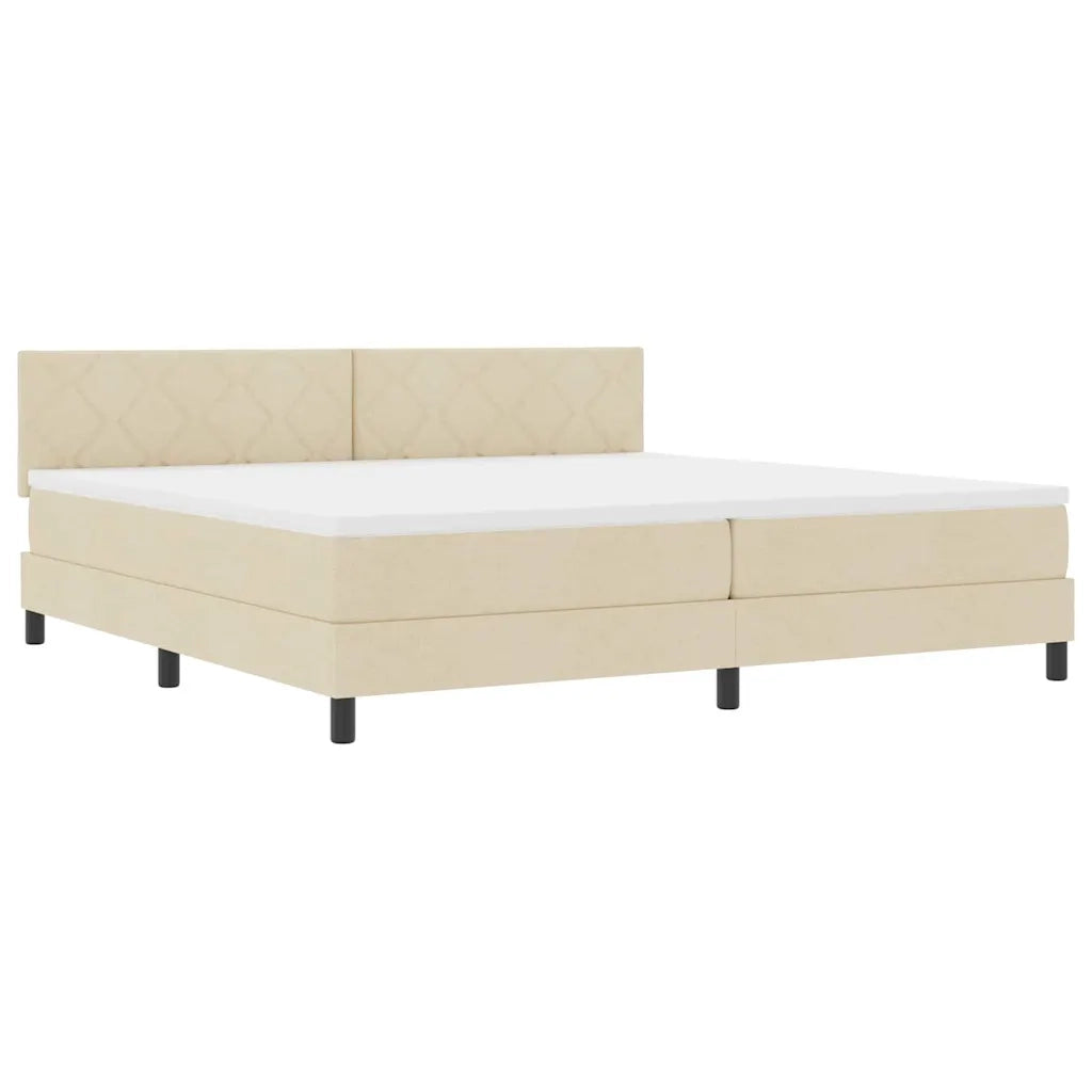 Letto a molle con materasso con led Crema 200 x 200 cm Tessuto
