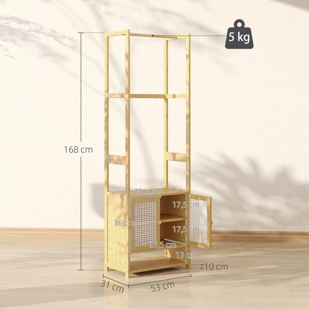 Scarpiera in Bamb¨´ con Appendiabiti e Ripiani ¨C Zephmum ¨C 53x31x168 cm Natural