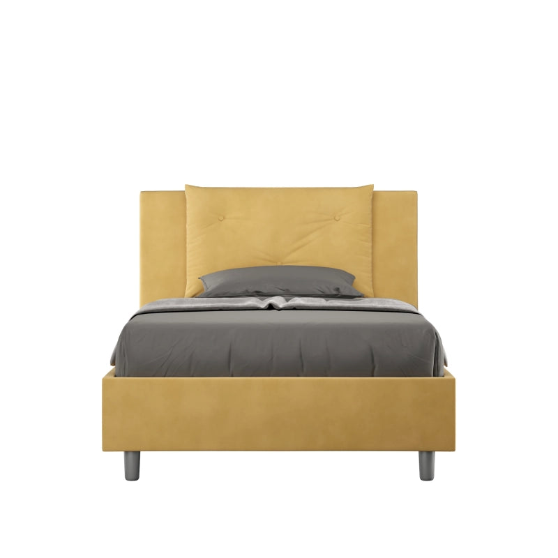 Letto imbottito 1 piazza e mezza 120x190 cm Appia - Con rete,Microfibra,Ocra