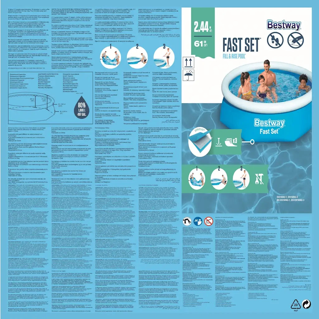 Bestway Piscina Gonfiabile Rotonda Fast Set 244x61 cm 57265 93312