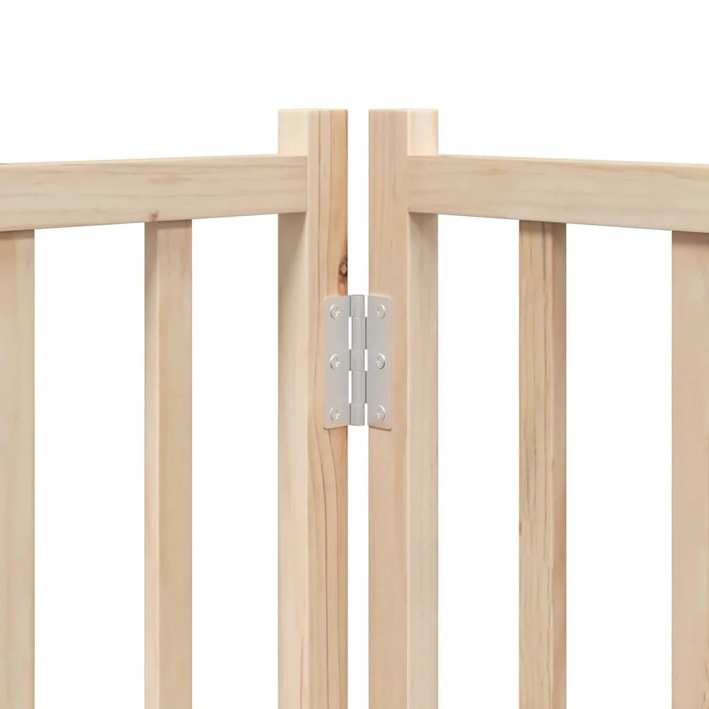 Cancelletto di sicurezza per cani con porta pieghevole 9 pannelli in legno di pioppo marrone 02_0023336