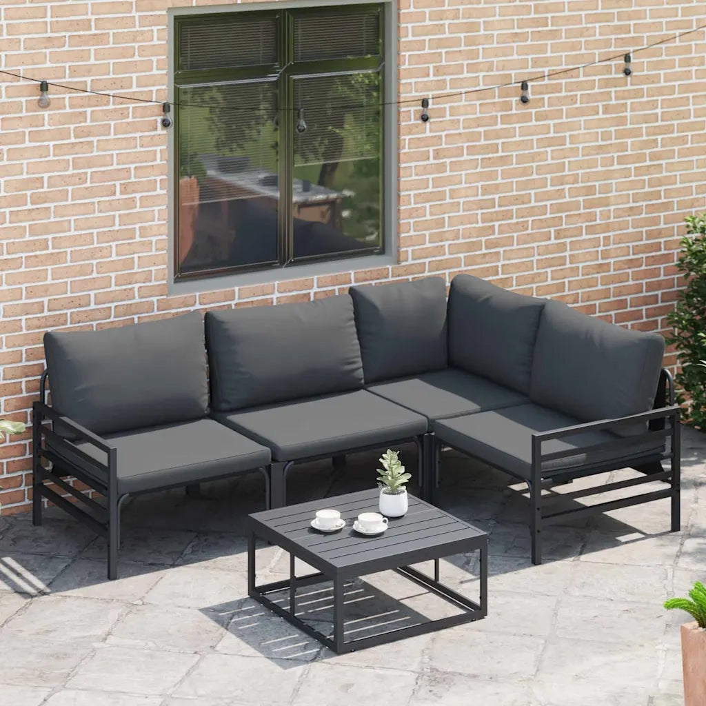 Set Divano da Giardino con cuscino 4 pcs Nero Acciaio 3378986
