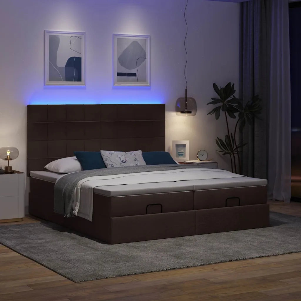 Struttura Letto Pouf con Materassi 200x200 cm in Tessuto 3314551