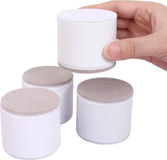 Sostegni per mobili in acciaio di carbonio - 6 cm di diametro - 5 cm di altezza aggiuntiva - Carico di 20 lbs - Autoadesivi - Ronde - Bianche - 5 cm