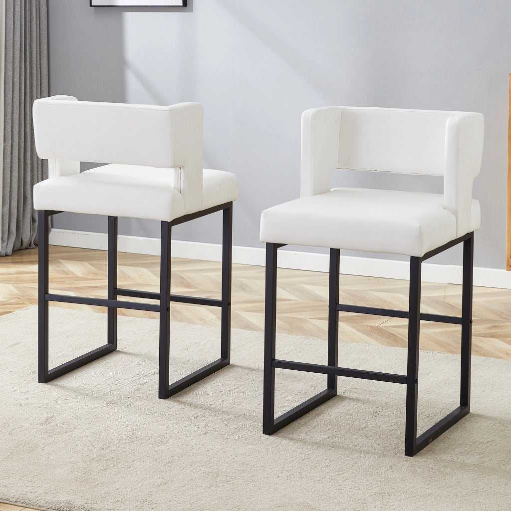SGABELLO DA BAR Design nordico 91,4 cm Bianco/Nero in metallo e PU