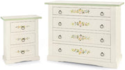 Gruppo 1 como' 2 comodini in legno bianco con decori (498) (497) - Mobili 2G