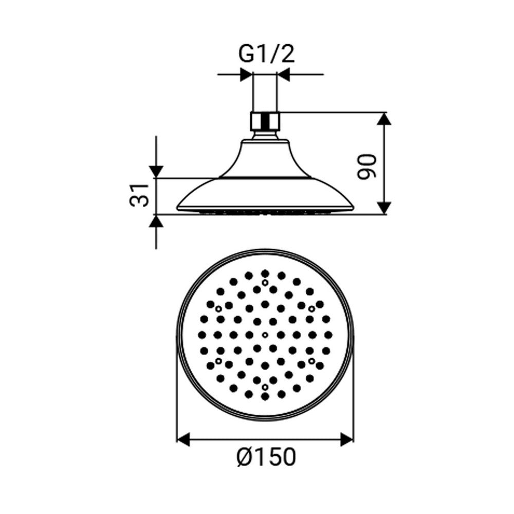 Soffione in abs cromato e grigio - Serie Icaria