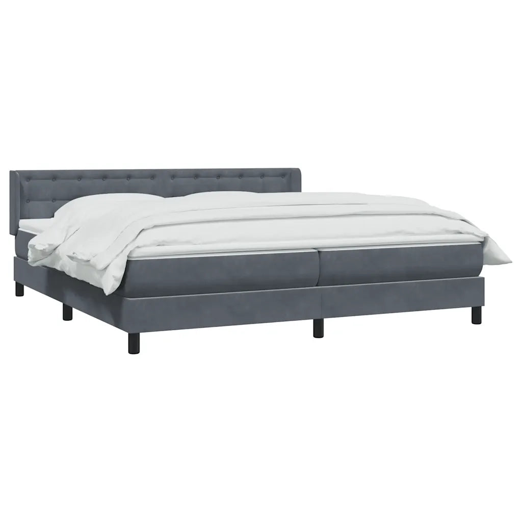 Giroletto a Molle con Materasso Grigio Scuro 180x220 cm Velluto