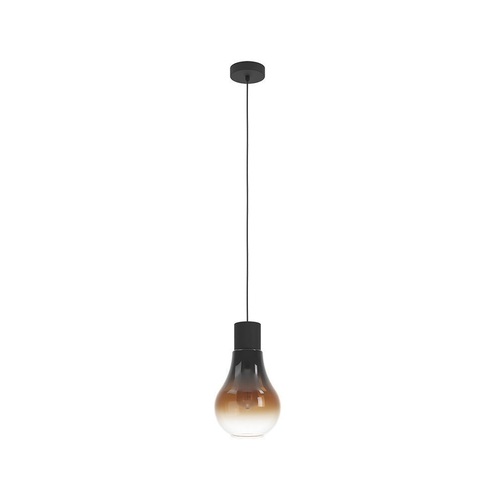 Lampadario Moderno Chasely 1 Luce Acciaio Nero Diffusore Marrone