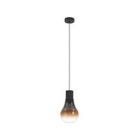 Lampadario Moderno Chasely 1 Luce Acciaio Nero Diffusore Marrone