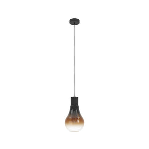 Lampadario Moderno Chasely 1 Luce Acciaio Nero Diffusore Marrone