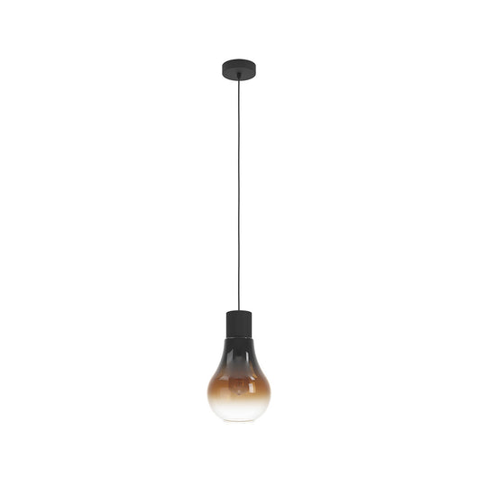 Lampadario Moderno Chasely 1 Luce Acciaio Nero Diffusore Marrone