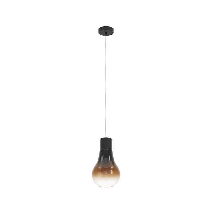 Lampadario Moderno Chasely 1 Luce Acciaio Nero Diffusore Marrone