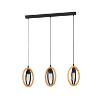 Lampadario Industrial Basildon 3 Luci Metallo Nero E Marrone