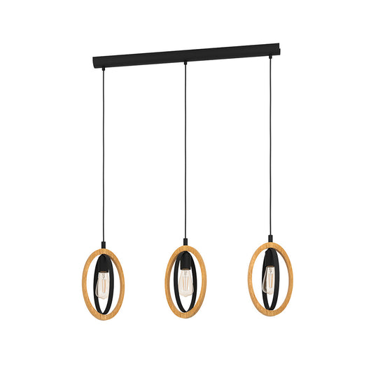 Lampadario Industrial Basildon 3 Luci Metallo Nero E Marrone