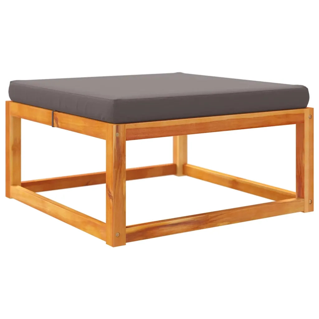 vidaXL Poggiapiedi Giardino con Cuscino 65x65x29 Legno Massello Acacia