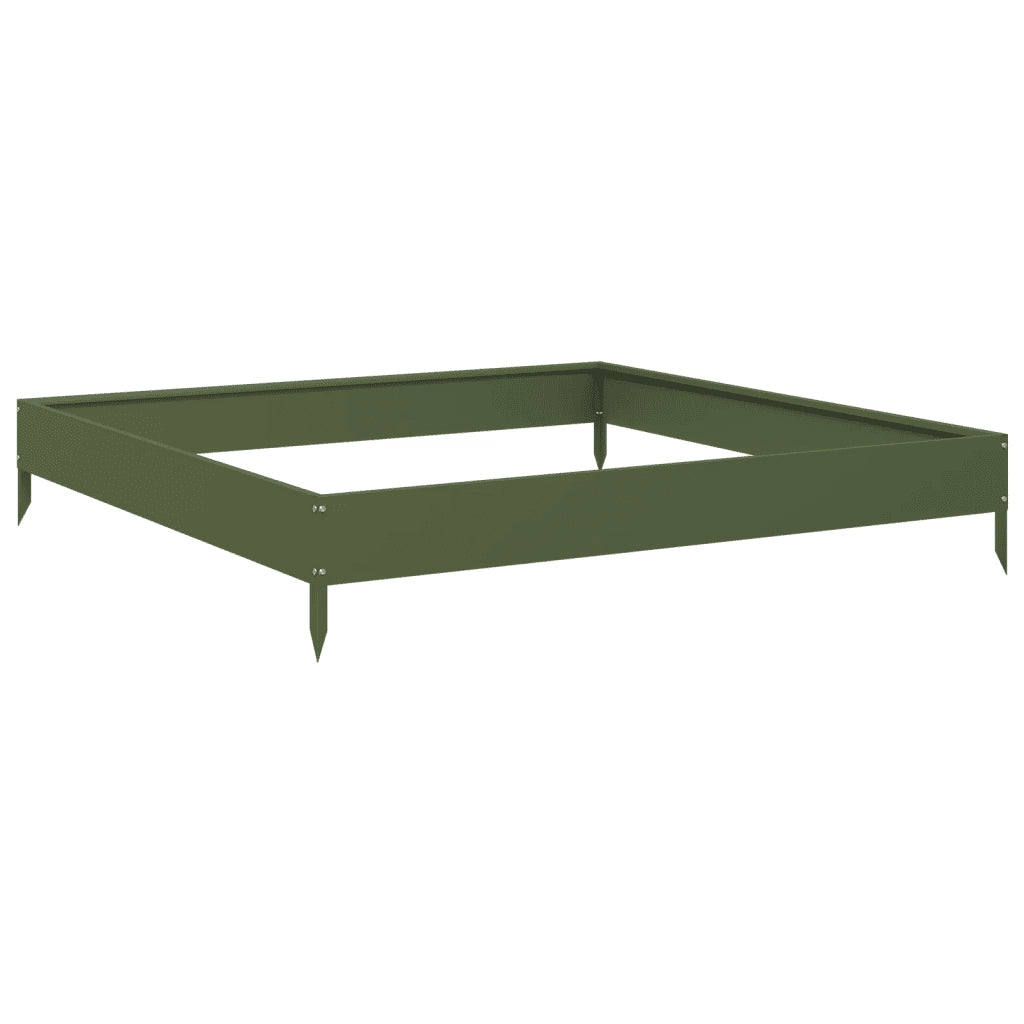 Fioriera Rialzata Giardino-Vaso da Esterno-Supporto per Vaso Verde Oliva 100x100x18,5 cm Acciaio