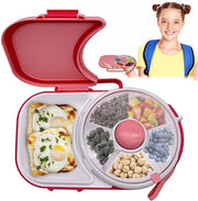 Snack Spinner multifunzionale con contenitore, snackbox rotativa con coperchio, contenitore portatile per snack con 5 compartimenti, organizzatore di snack rotondo con melone, BPA-free per un party all'aperto per famiglie (rosa)